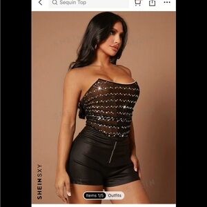 SHEIN SX Black Sequin Tube Top